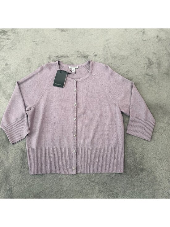 St. John Sweaters - NWT St. John Sport Lavender Cardigan XL Santana Knit Button Up Sweater Wool